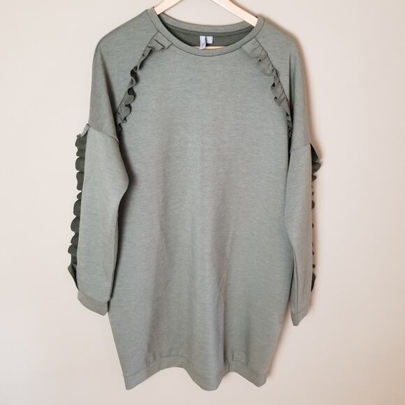 ASOS Army Green Ruffle Sweater or Tunic Dress - Picture 4 of 7